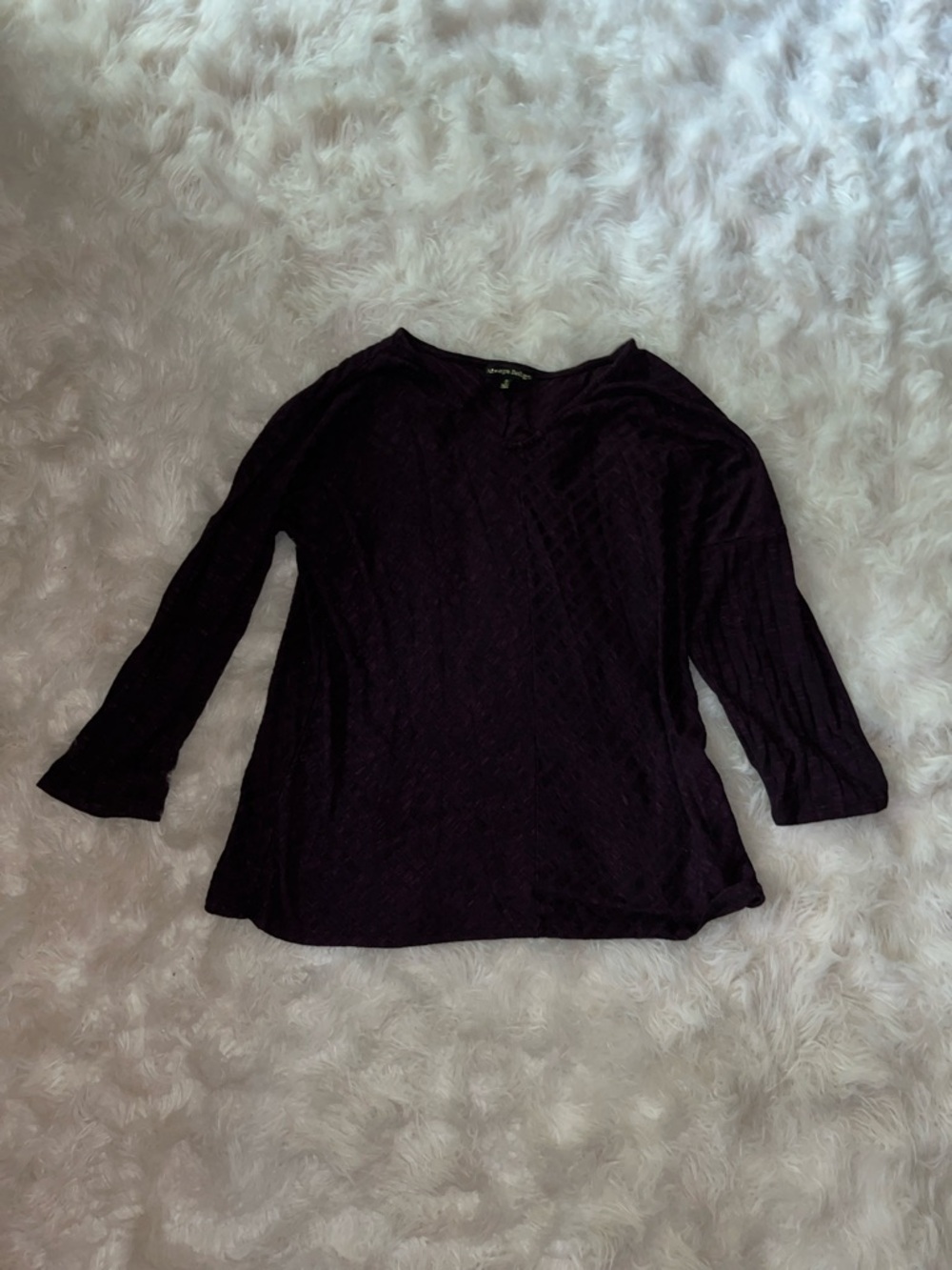 Women’s Long Sleeve Knit Top in Plum - Relaxed V-Neck Tee